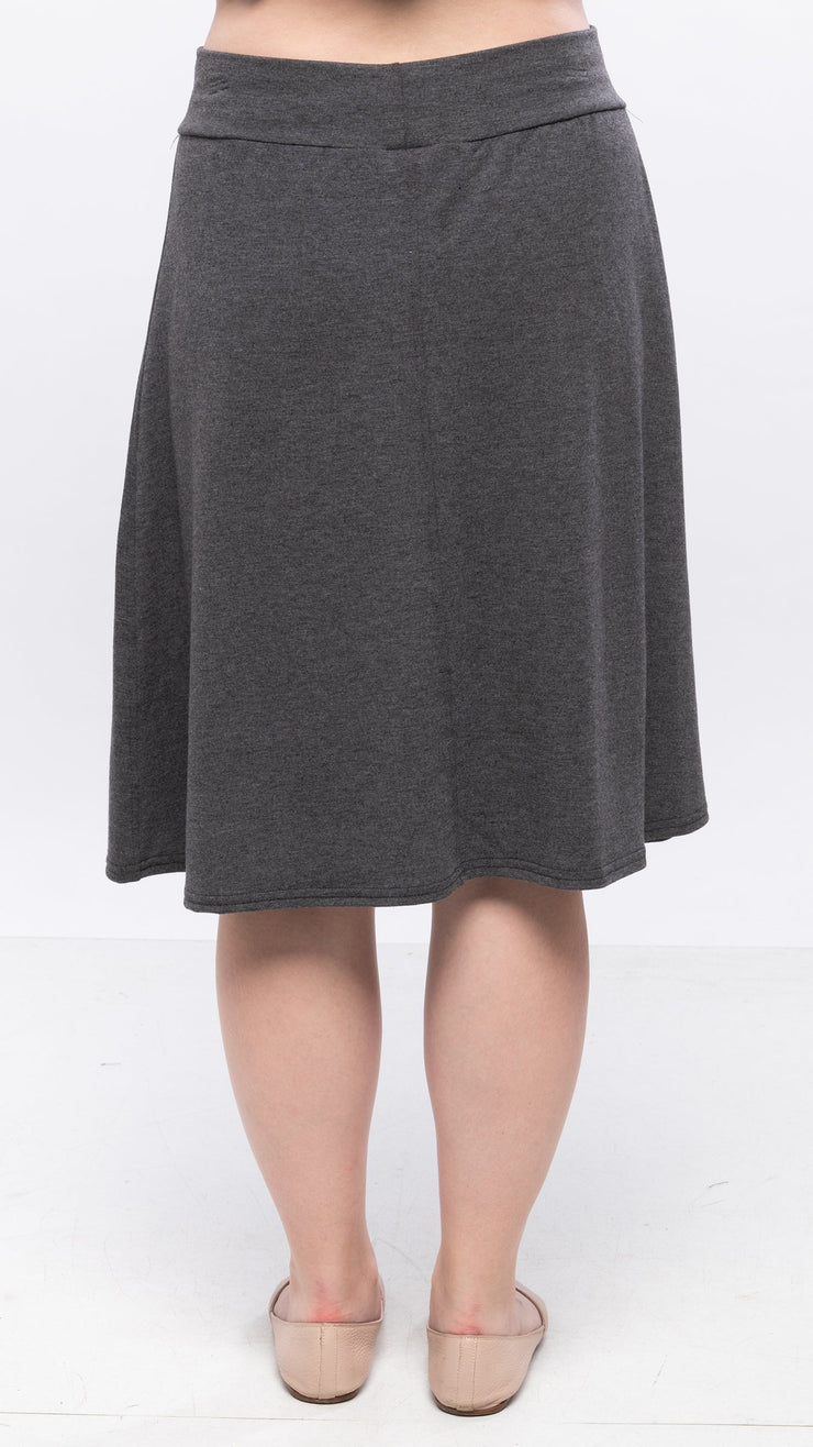 Soft Terry Flare Skirt - Charcoal Grey