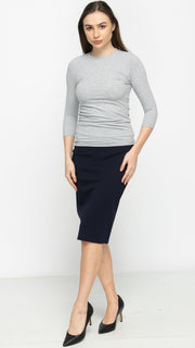 Soft Terry Pencil Skirt - Navy