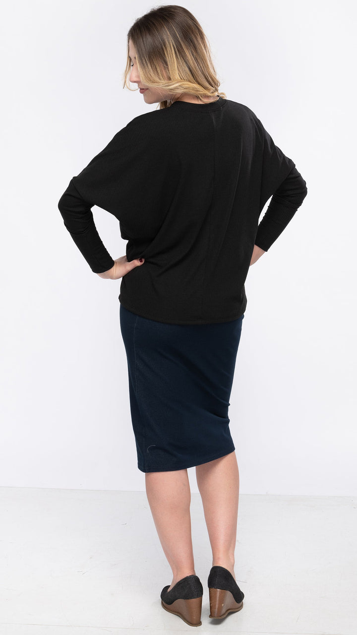 Dolman Monkey Top - Black Rib