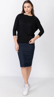 Stretch Denim Pencil Skirt - Blue