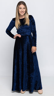 Maxi Belted Dress - Navy Velvet