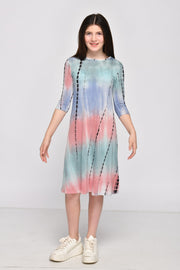Girls  Tunic Dress - Lilac Mint Tie Dye