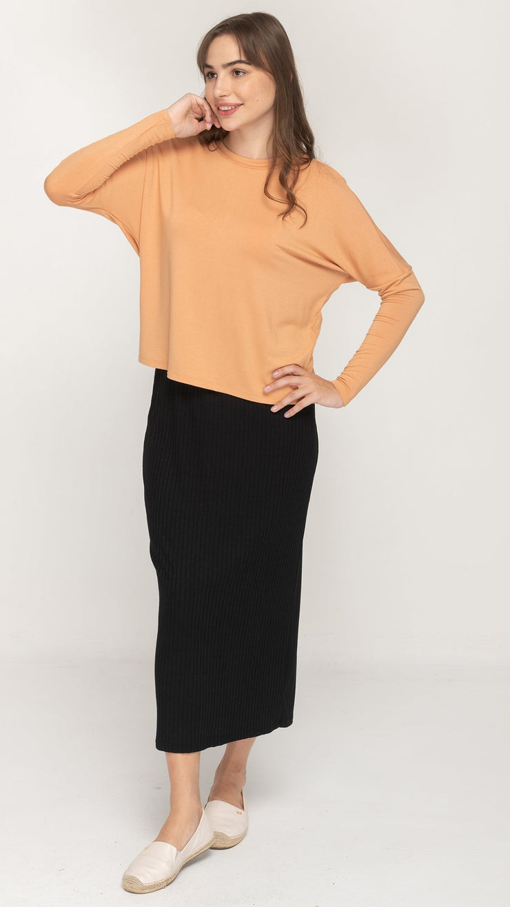 Soft Terry Dolman Monkey Top -Caramel