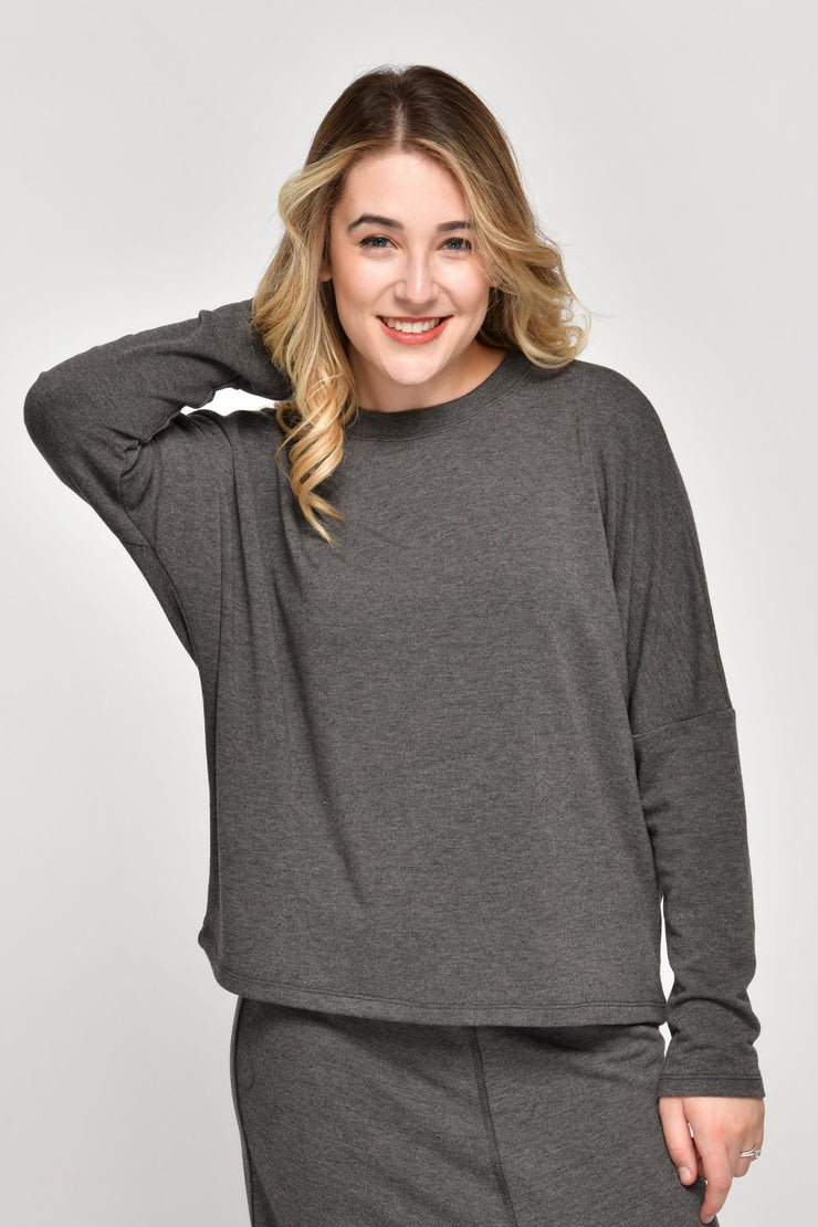 Soft Terry Dolman Monkey Top - Charcoal