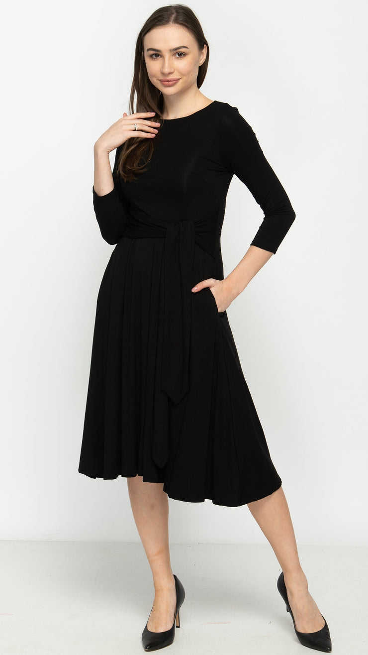 Side Tie Dress - Black