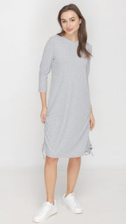 Rib Ruched Dress - Grey Rib