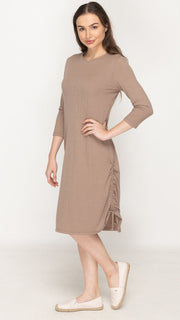 Rib Ruched Dress - Mocha Rib