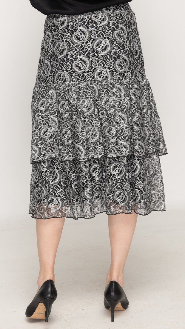 Ruffle Skirt - Black/White Lace