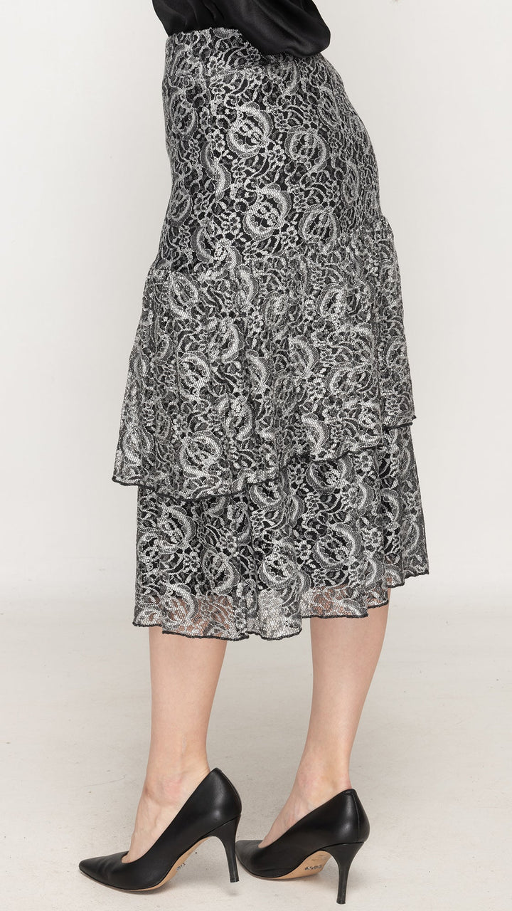 Ruffle Skirt - Black/White Lace