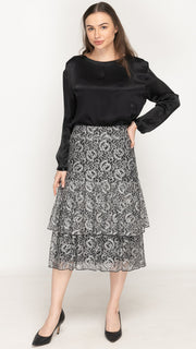 Ruffle Skirt - Black/White Lace