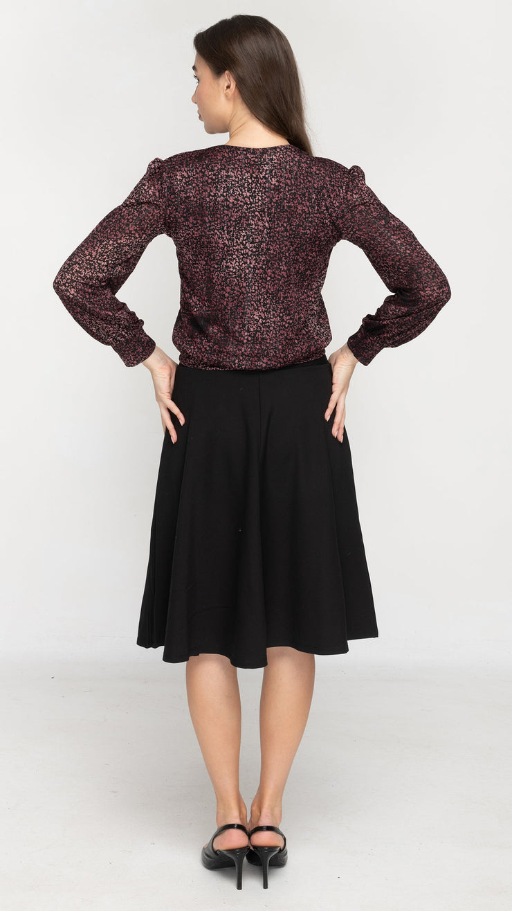 Puff Sleeve Top - Wine Burnout