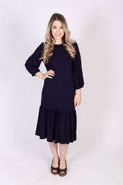 Tier Hem Dress Jersey - Navy