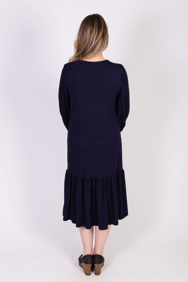 Tier Hem Dress Jersey - Navy