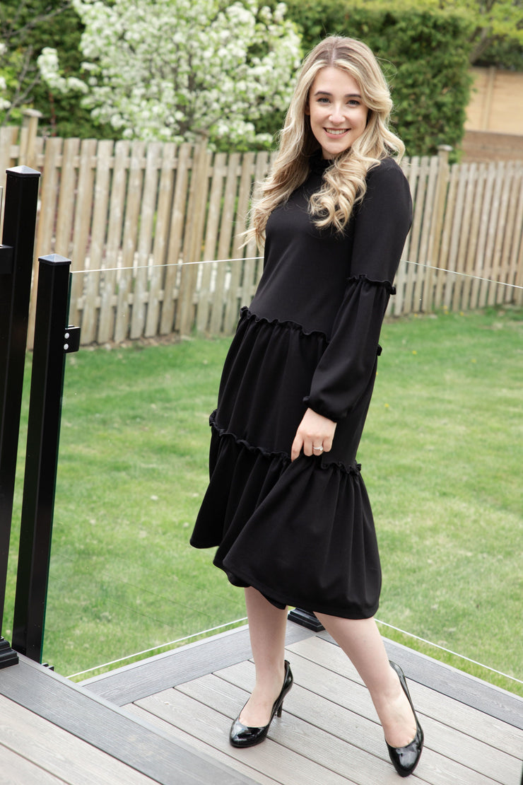 *XSMALL* Two Tier Ruffle Dress - Black