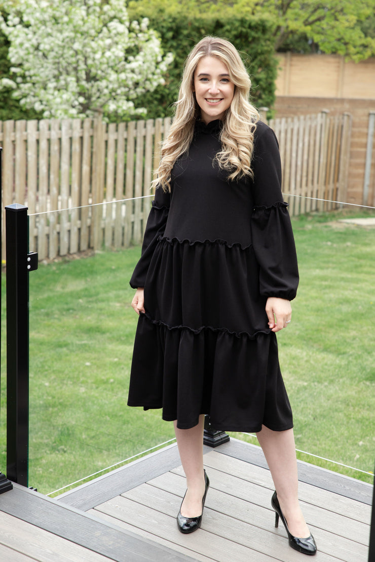 *XSMALL* Two Tier Ruffle Dress - Black