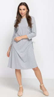 Rib Ruched Dress - Grey Rib